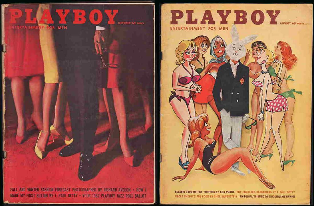 Playboy – 2 issues from 1961: Two early issues from the iconic magazine. (1) August, 1961 complete with foldout present. Normal wear. Good plus. 122 pp. (2) October, 1961 with foldout present. Pages 55-56 missing. Normal wear. Goo