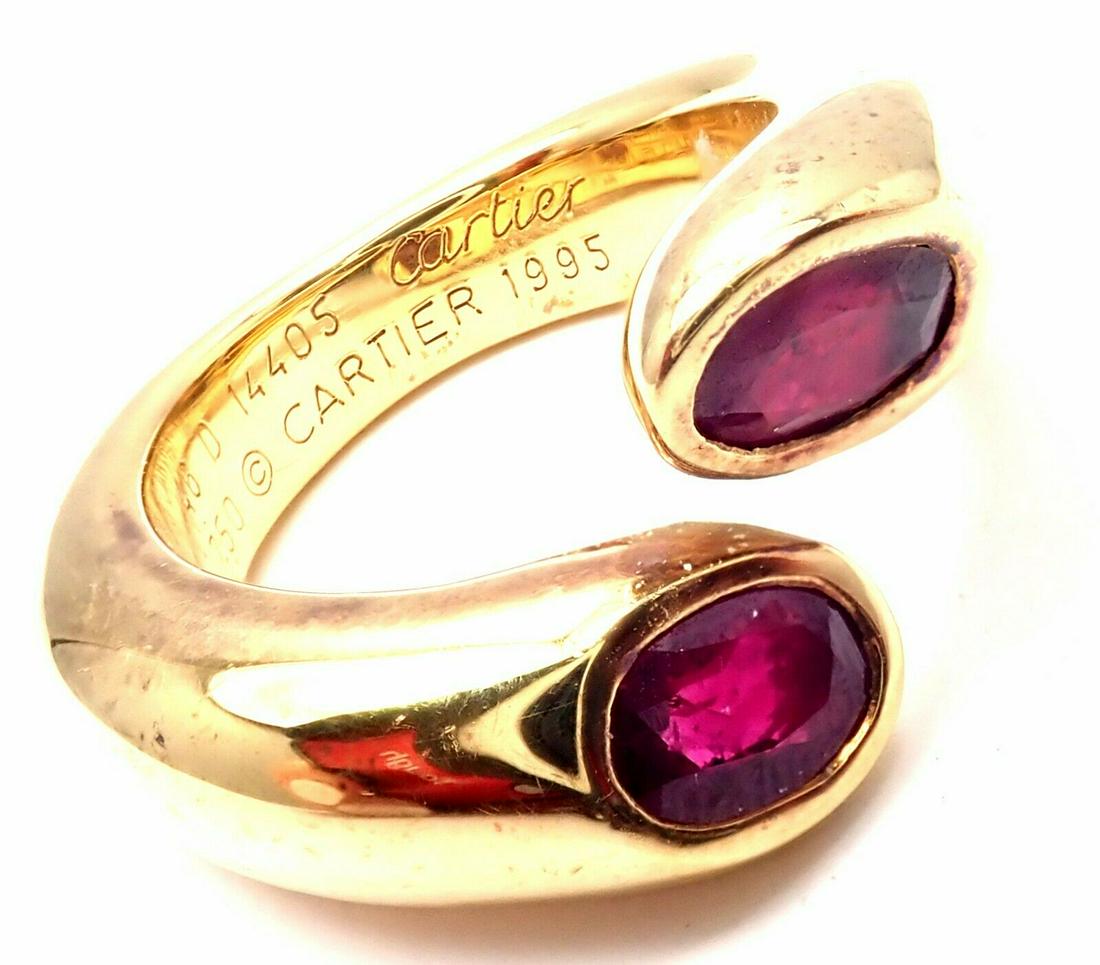 Authentic! Cartier 18k Yellow Gold Ruby Ellipse Deux (1 of 10)
