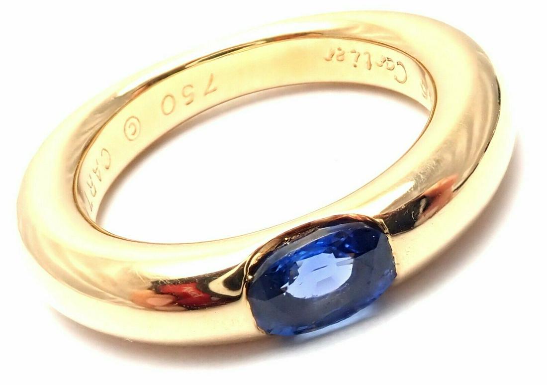 Authentic! Cartier 18k Yellow Gold Sapphire Ellipse (1 of 9)