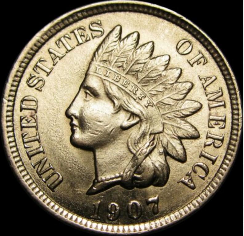 1907 Indian BU++ Cent Beautiful color and strike: 1907 Indian BU++ Beautiful shinny luster Sharp Detail Great Eye Appeal. I would grade MS63+ BV $160 Shipping: Domestic: Flat-rate of $10.00 to anywhere within the contiguous U.S. International: Foreig
