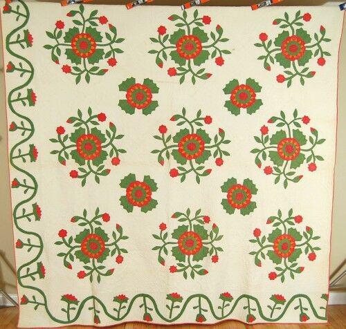 1850's Whig Rose Applique Quilt (1 of 10)