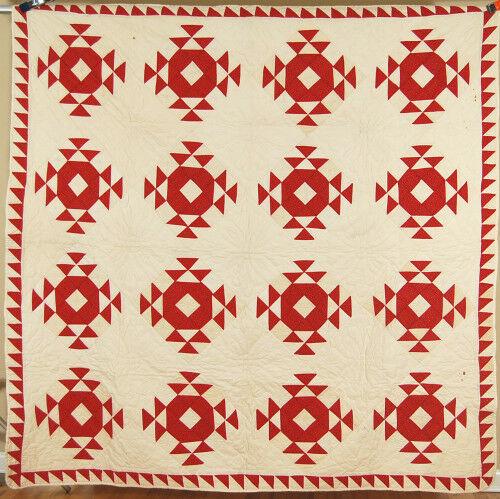 1880's Red & White Quilt, Sawtooth Border (1 of 10)