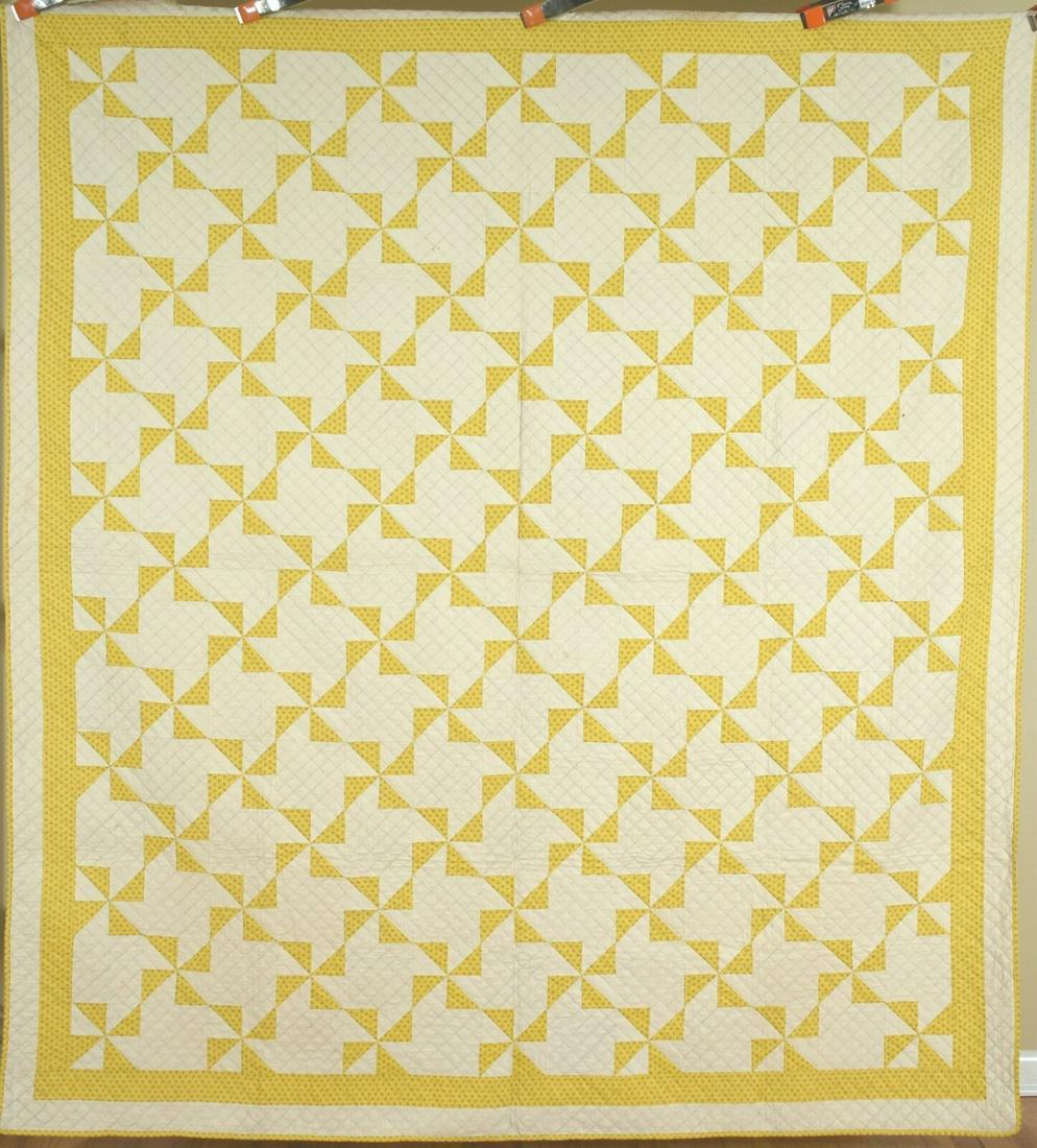 1880's Yellow & White Pinwheel Quilt (1 of 7)