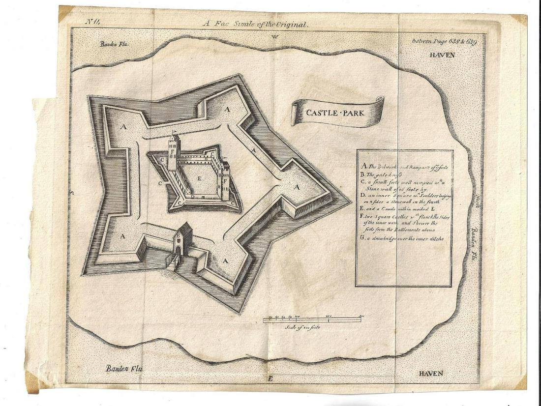 18th C Engraving Fortification Castle Park (1 of 1)