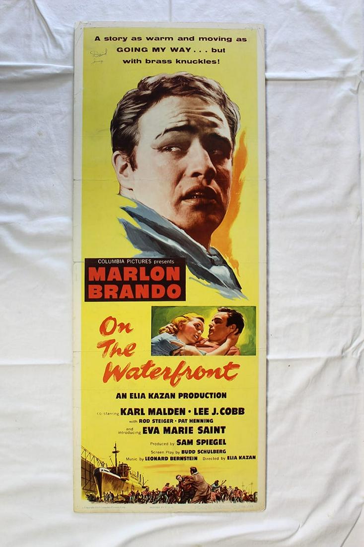 On The Waterfront - Brando (1954) US Insert Movie: An ex-prize fighter turned longshoreman struggles to stand up to his corrupt union bosses. Director: Elia Kazan Writers: Budd Schulberg (screenplay), Budd Schulberg (based upon an original story by) S
