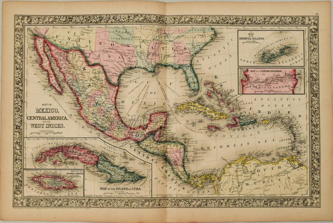 1860 Mitchell Map of the Caribbean and Mexico -- Map of (1 of 1)