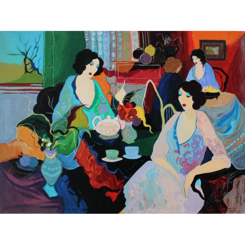 22,4" ITZCHAK TARKAY Salon De Paris painting, Mixed: ITZCHAK TARKAY (1935 Â– 2012) Ready to be hang on the wall. Canvas on the wooden frame. Medium: printed on canvas panel Diagonal: 22,4" or 57 cm. Size: 13,8" x 17,7" (in) or 35 x 45cm. Date: c. 199