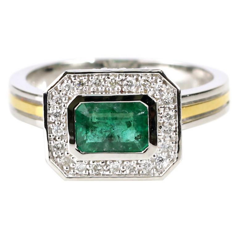 1.32 tcw Emerald Natural Diamond Octagon Ring in 18K (1 of 6)