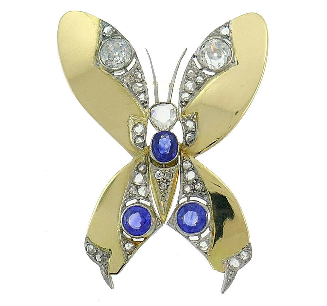 Late Victorian Gold BUTTERFLY BROOCH CLIP with Diamond (1 of 7)