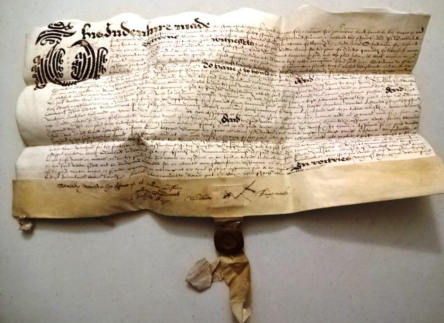 1607 Fine English Vellum Deed Red Wax Pendant Seal (1 of 4)