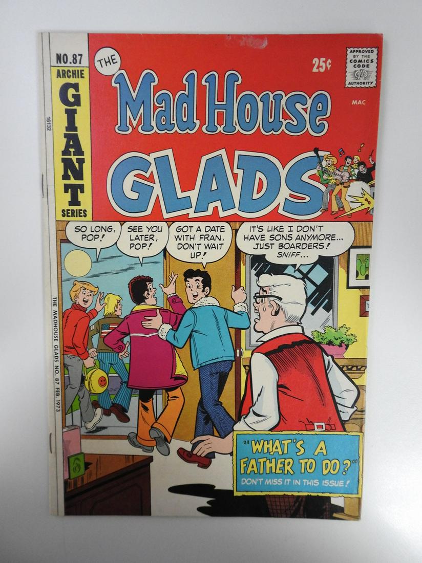 The Mad House Glads #87: No Reserve! The Mad House Glads #87. FN Shipping: Individual Comics: Flat-rate of $9.99 (1-8 comics) or $19.99 (9+ comics) to anywhere within the contiguous U.S. International: Foreign shipping rates 