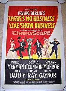 There's No Business Like Show Business '54 1 SH LB: Overall displays in Fine Condition. Original 1954 linen-backed One Sheet for the musical sensation THERE'S NO BUSINESS LIKE SHOW BUSINESS, starring Marilyn Monroe, Ethel Merman, Mitzi Gaynor, Donald