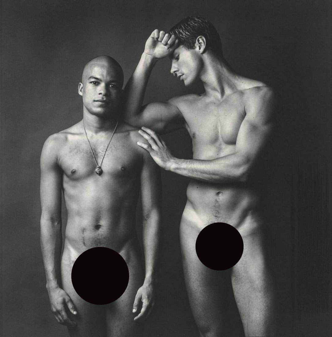 STANLEY STELLAR - Dana and Vincent, 1990: Title: STANLEY STELLAR - Dana and Vincent, 1990 Medium: Photo Litho, 1992, Germany Dimensions: 7.55x7.65" Description: Heat Wax Mounted on 8.5x11" Conservation Board Artist Bio: Stanley Stellar -Born 