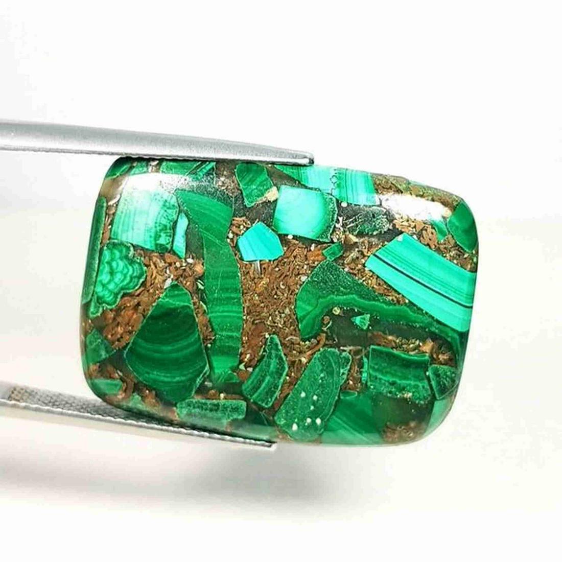 35.44 ct Natural Copper Malachite: No Reserve! Title: 35.44 ct Natural Copper Malachite Color/Clarity: Opaque Carat Weight: 35.44 Dimensions: 29.90 x 21.90 x 4.40 Additional Information: Rectangular - USA/Egypt Shipping: Domestic: Fla