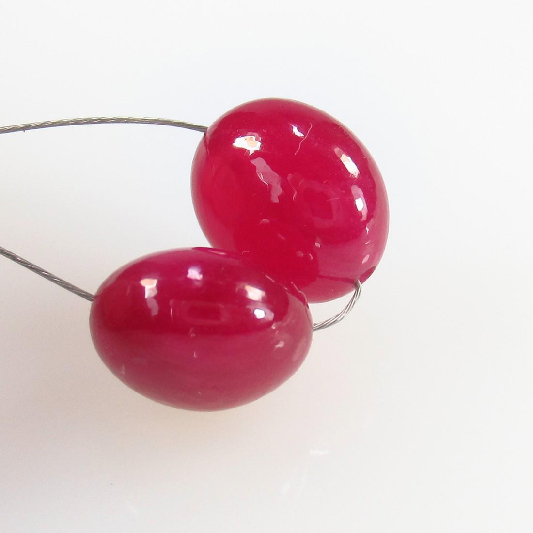 11.73 Ctw Natural 2 Drilled Red Ruby Oval Beads (1 of 2)