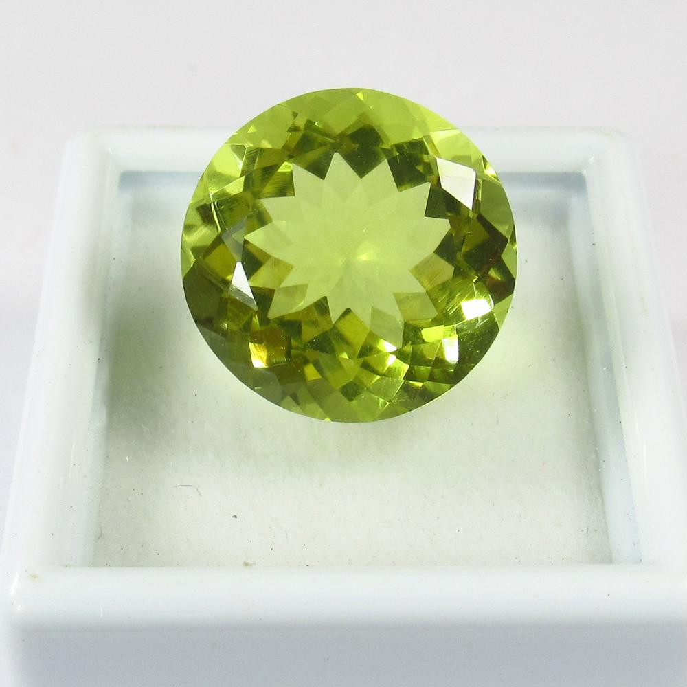 10.46 Ct Natural Lemon Quartz Round Cut: No Reserve! Title: 10.46 Ct Natural Lemon Quartz Round Cut Stone Clarity: VVS Gemstone: Natural Lemon Quartz Carat Weight: 10.46 Size/Dimensions: 14.90 x 14.90 x 9.00 mm Additional Information: Good L