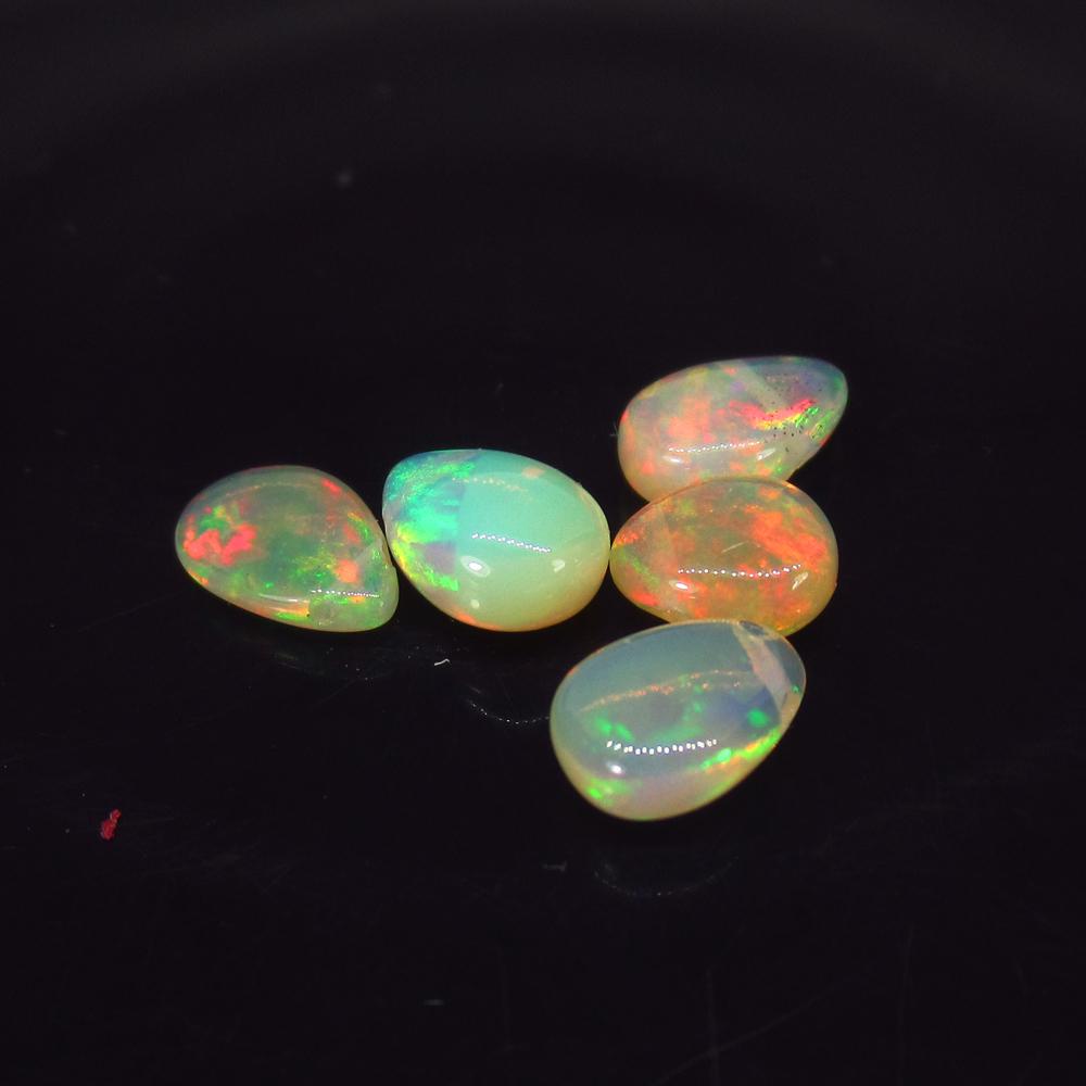 2.46 Ct Natural 5 Drilled Multi-Color Fire Pear Opal (1 of 2)