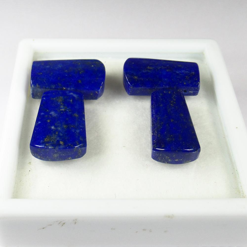 47.60 Ct Natural 4 Drilled Blue Lapis Lazuli Fancy Set: No Reserve! Title: 47.60 Ct Natural 4 Drilled Blue Lapis Lazuli Fancy Set Stone Clarity: Opaque Gemstone: Natural Lapis Lazuli Carat Weight: 47.6 Size/Dimensions: 18.1x10.7 to 18.9x10.6 mm / 4 PC's Ad