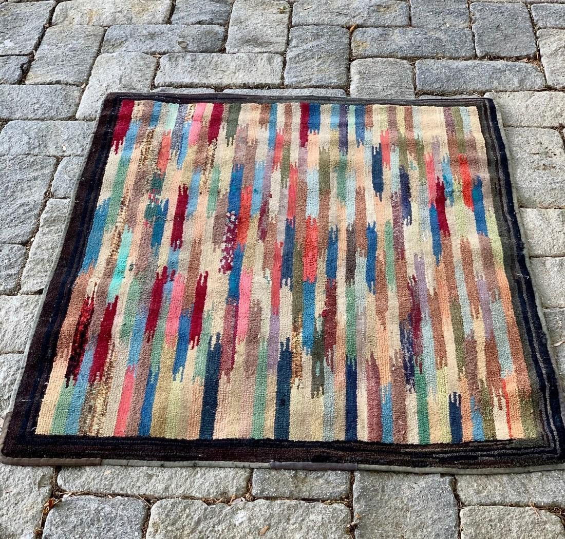 Rare Hooked Rug with a Navajo pattern, early 20th c (1 of 5)