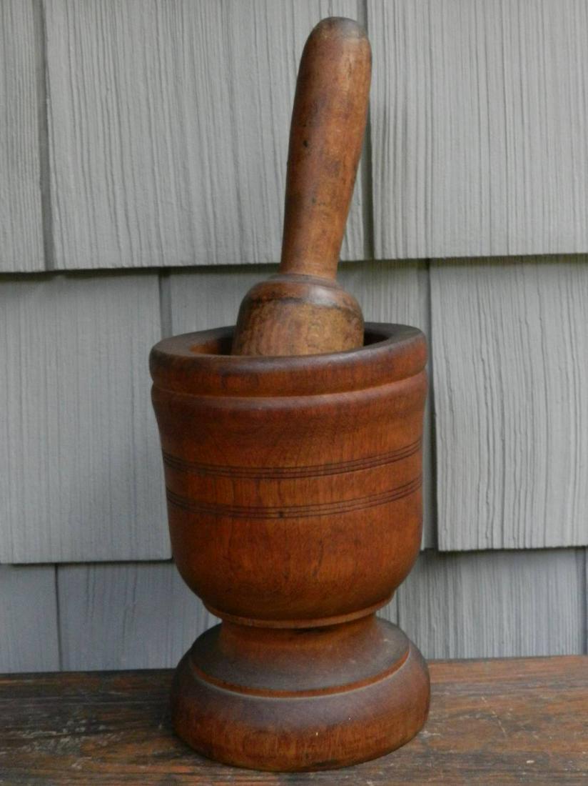 Mortar & Pestle: Title: Mortar & Pestle Provenance/Additional Info: 19th C. Mortar & Pestle. Good Condition, No Cracks 7-1/4” Tall X 5” Dia. Shipping: Domestic: Flat-rate of $30.00 to anywhere within the contiguou