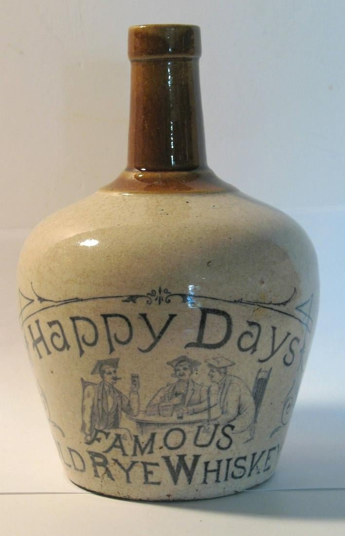 Early pottery Rye Whiskey jug. (1 of 4)