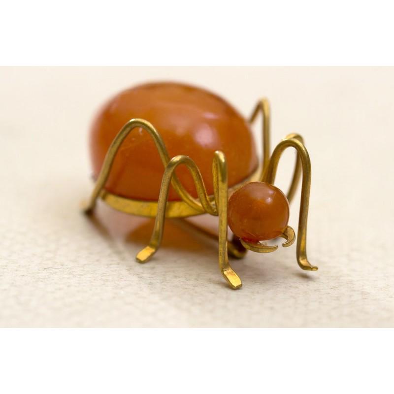 100% natural Baltic amber brooch spider stamped MET (1 of 10)