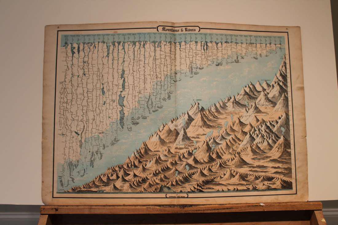 1852 Map of World' Mountains and Rivers: Author: Johnson Title: 1852 Map of World' Mountains and Rivers Medium: Ink on Paper Dimensions: 26.5"X18" Rare horizontal map/chart of the world's river and mountains dated 1852. Engraved and publishe