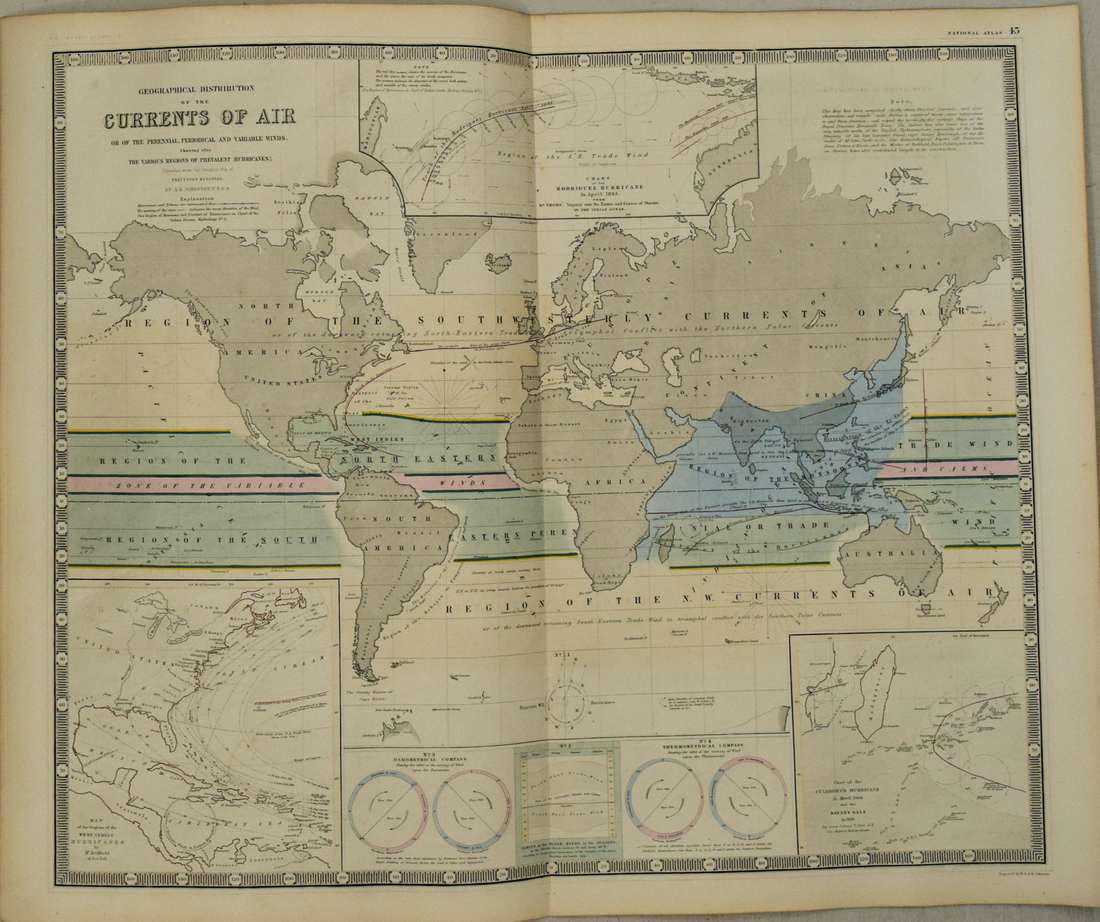 1855 Johnston Chart of Air Currents, Trade Winds and (1 of 1)