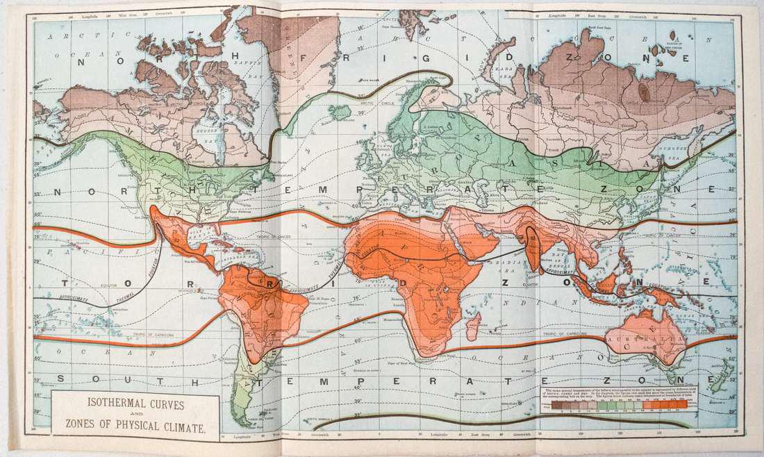 1890 c. World Climate Map -- Isothermal Curves and (1 of 1)