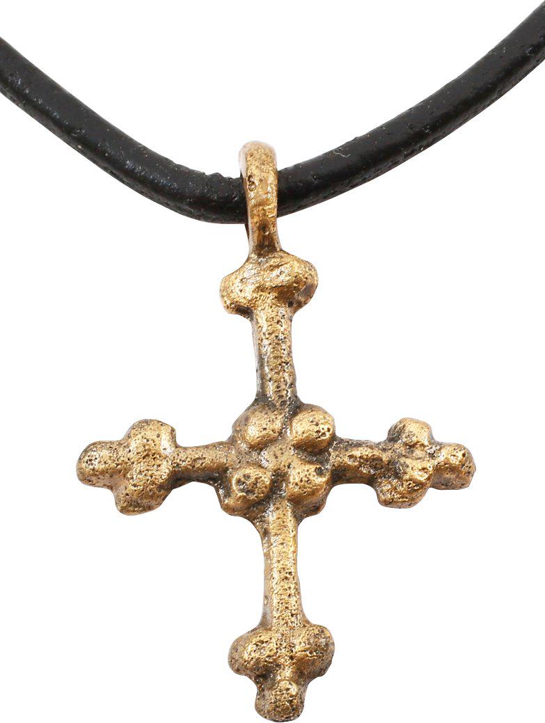 FINE MEDIEVAL CHRISTIAN CROSS C.1100-1300 AD JEWELRY: Carolingian, the period of Charlemagne. The emergence from the Dark Ages is embodied in the rise to power of the Frankish King, Charlemagne in 768 (founder of the Holy Roman Empire after 800) followed