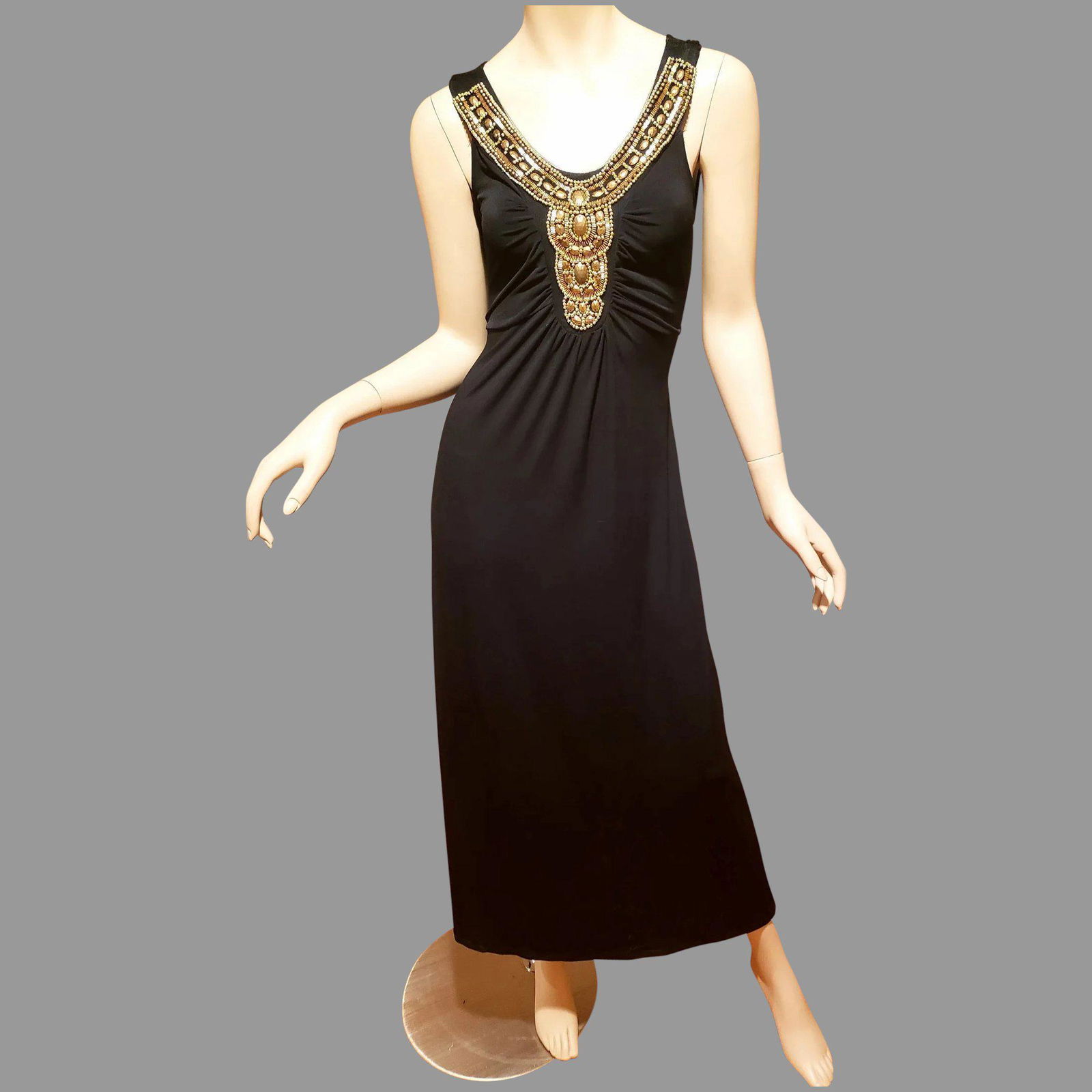 black gold and silver embellished maxi dress