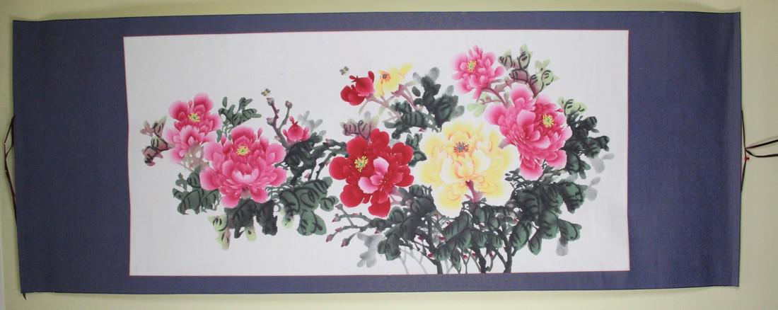 A large peony Chinese painting (1 of 3)