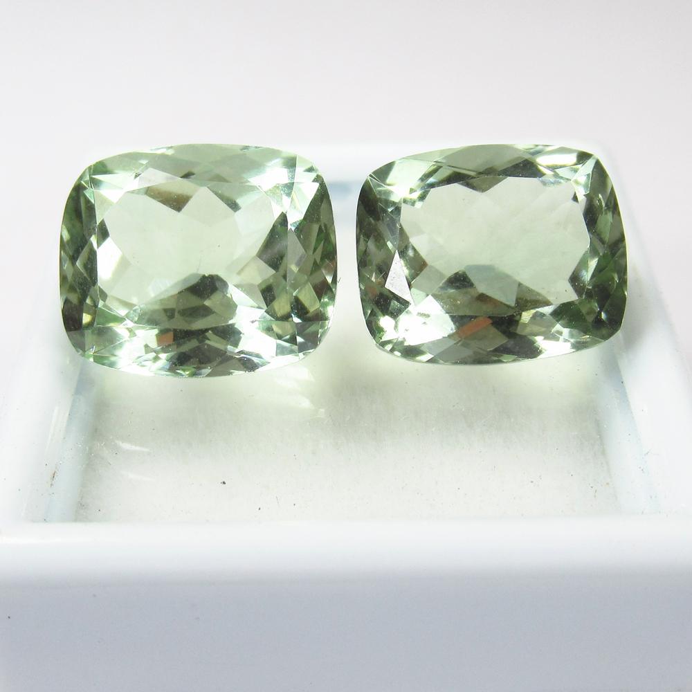 11.12 Ct Natural Green Amethyst Cushion Pair (1 of 2)