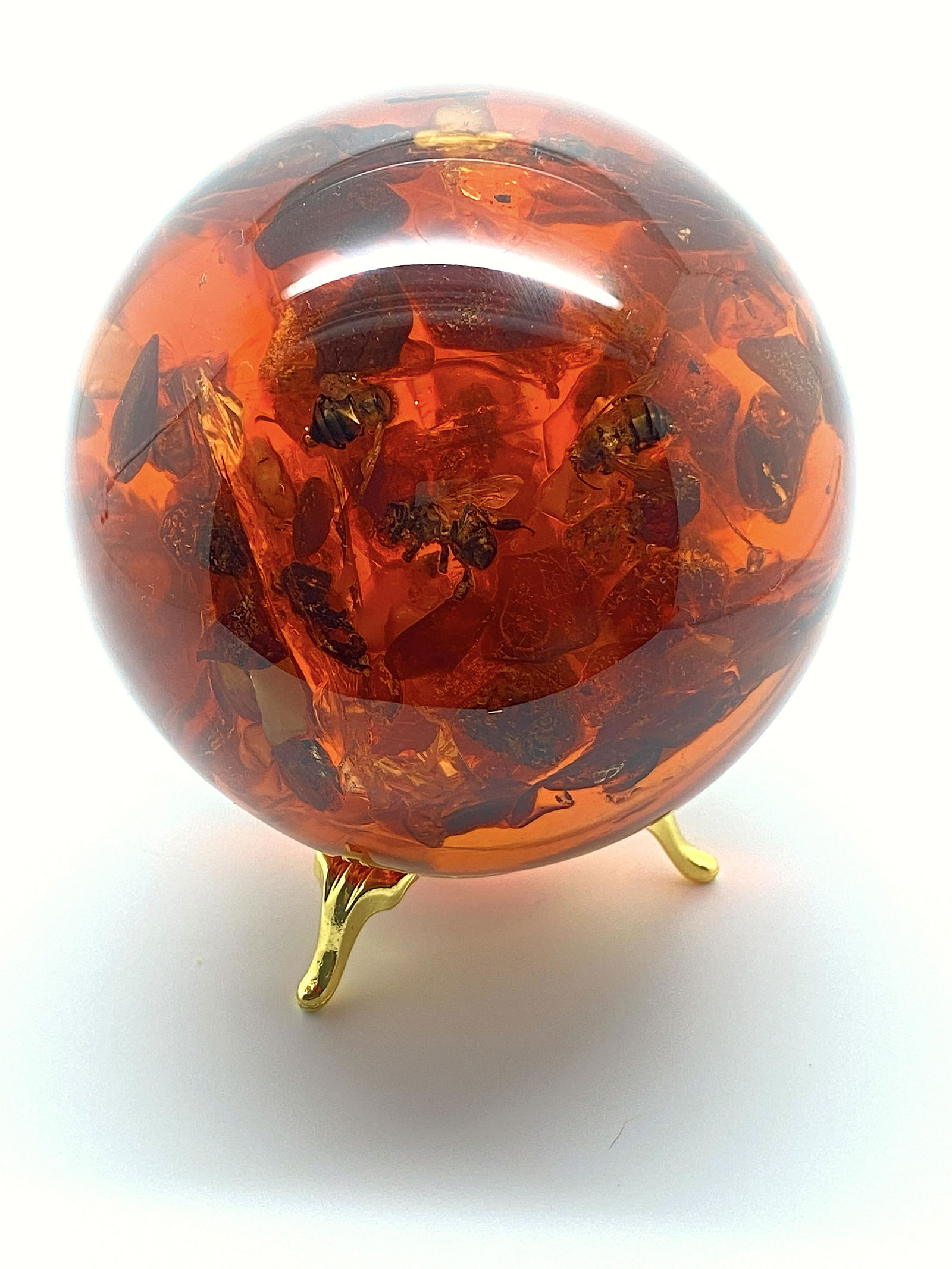 Magnificent Amber Ball on a pedestal with insect (1 of 10)