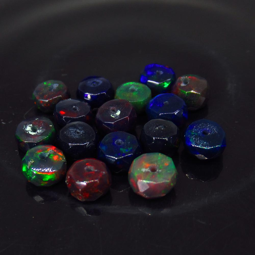 5.86 Ct Natural 16 Drilled Faceted Black Fire Opal (1 of 2)