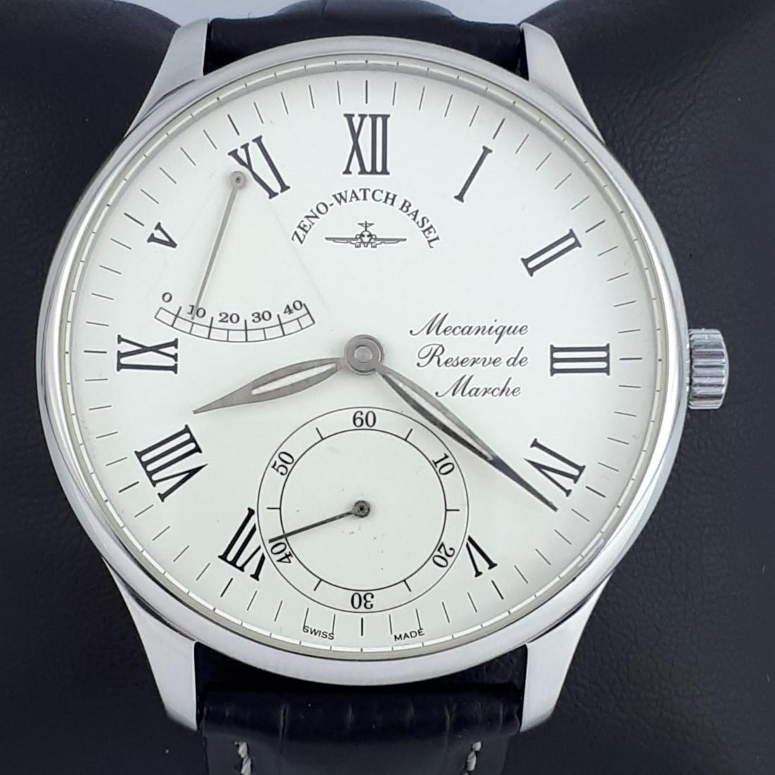 Zeno-Watch Basel - Mecanique Reserve de Marche - Men -: Brand: Zeno-Watch Basel Model: Mecanique Reserve de Marche Gender: Men Period: 2011-present Movement: Manual winding Case material: Steel Type: Analogue wristwatch Shipped Insured: Yes Condition