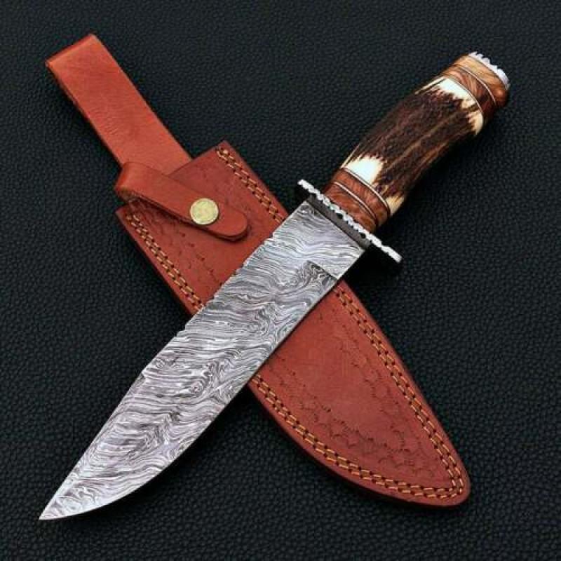 Sharp hand knives damascus steel knife colored wood (1 of 4)