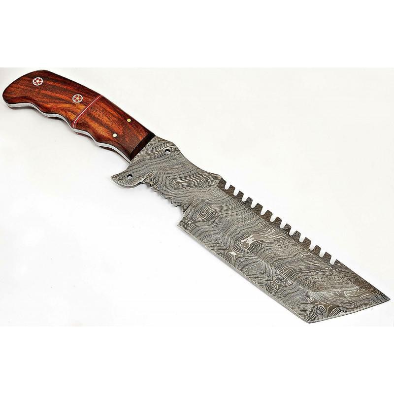 Folding knife damascus steel knife wood throwing (1 of 4)