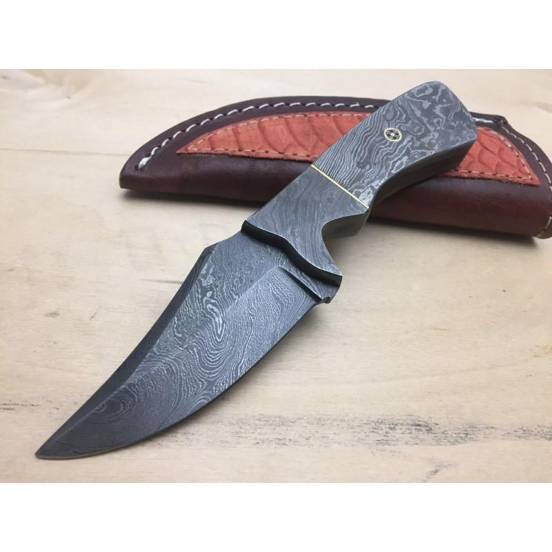 Boot damascus steel knife sharp hand knives (1 of 4)