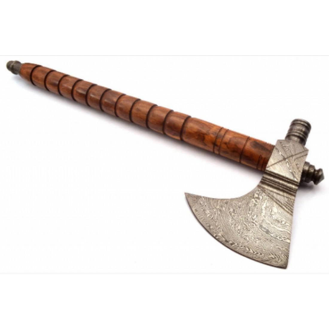 Hatchet damascus steel viking axe wood (1 of 6)