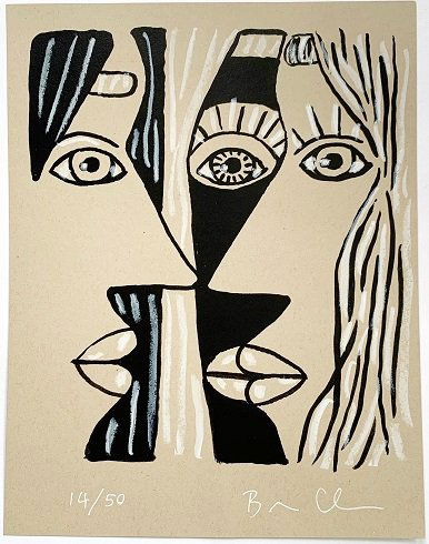 Brian Calvin: Trio 2019: Artist: Brian Calvin Title: Trio 2019 Medium: Ink on digital xerox print Dimension: 11" x 8 1/2" Additional Information: Signed and numbered ed. 0F 50, bottom in white pencil Reserve: $400.00 Shipping