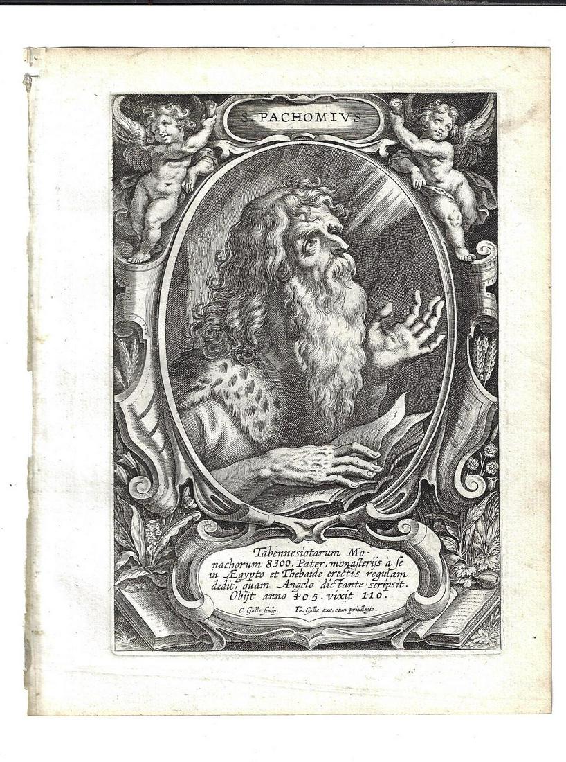 1634 Fine Engraving Saint Pachomius (1 of 1)