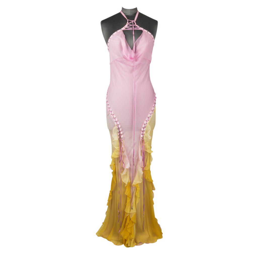 yellow and pink gown