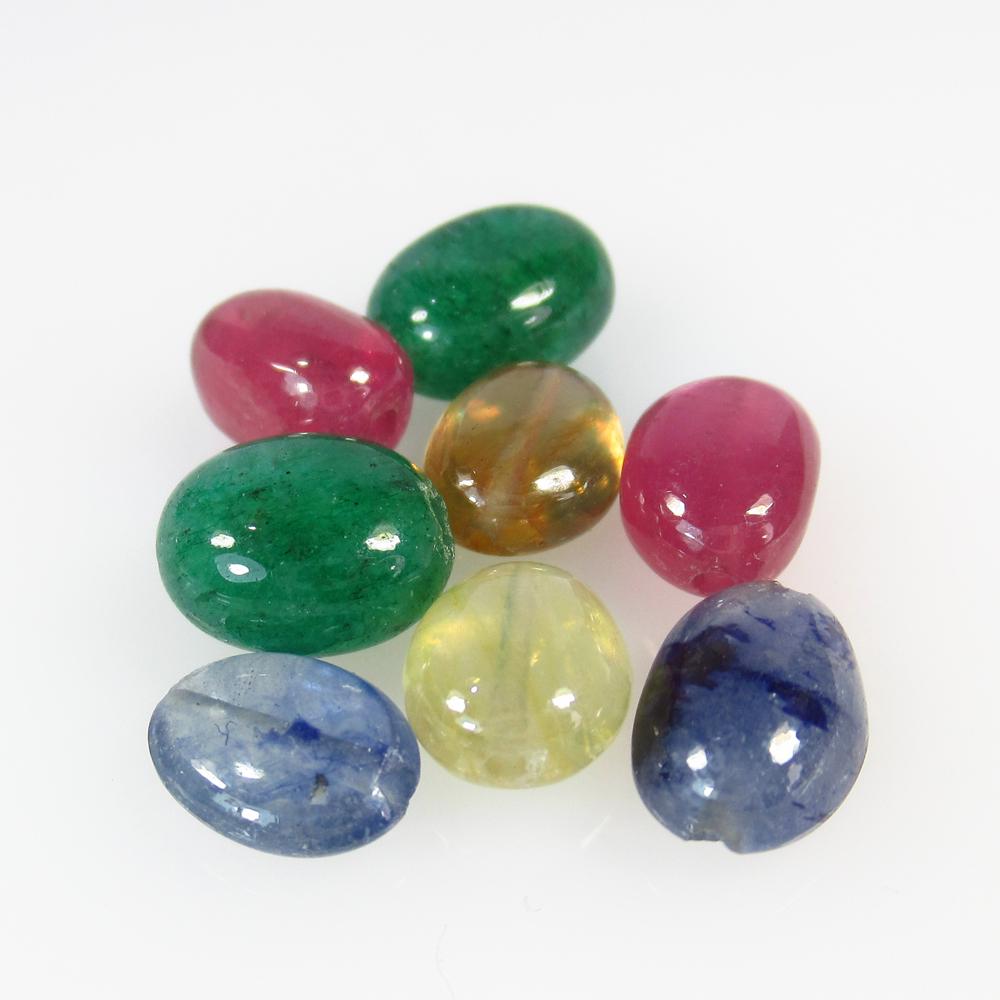 25.54 Ct Natural 8 Ruby Emerald Sapphire Beads (1 of 2)