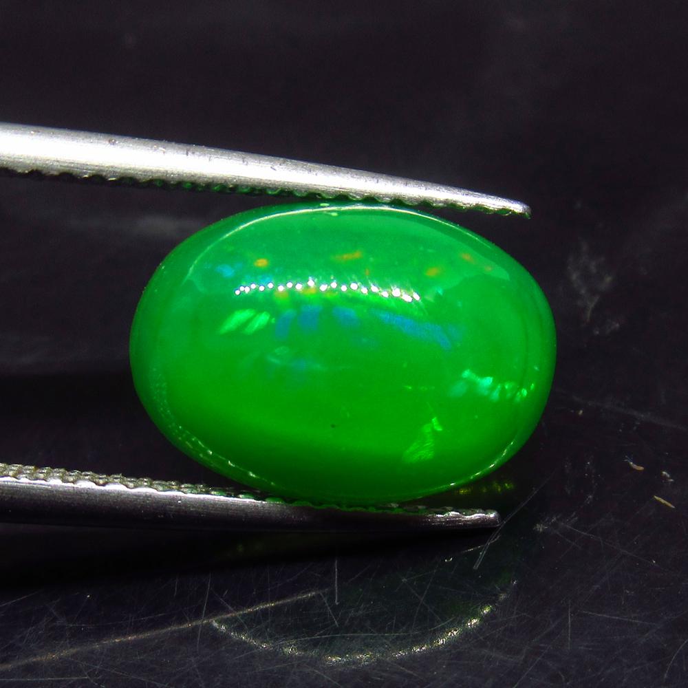 2.92 Ct Natural Ethiopian Green Fire Opal Oval Cab (1 of 2)