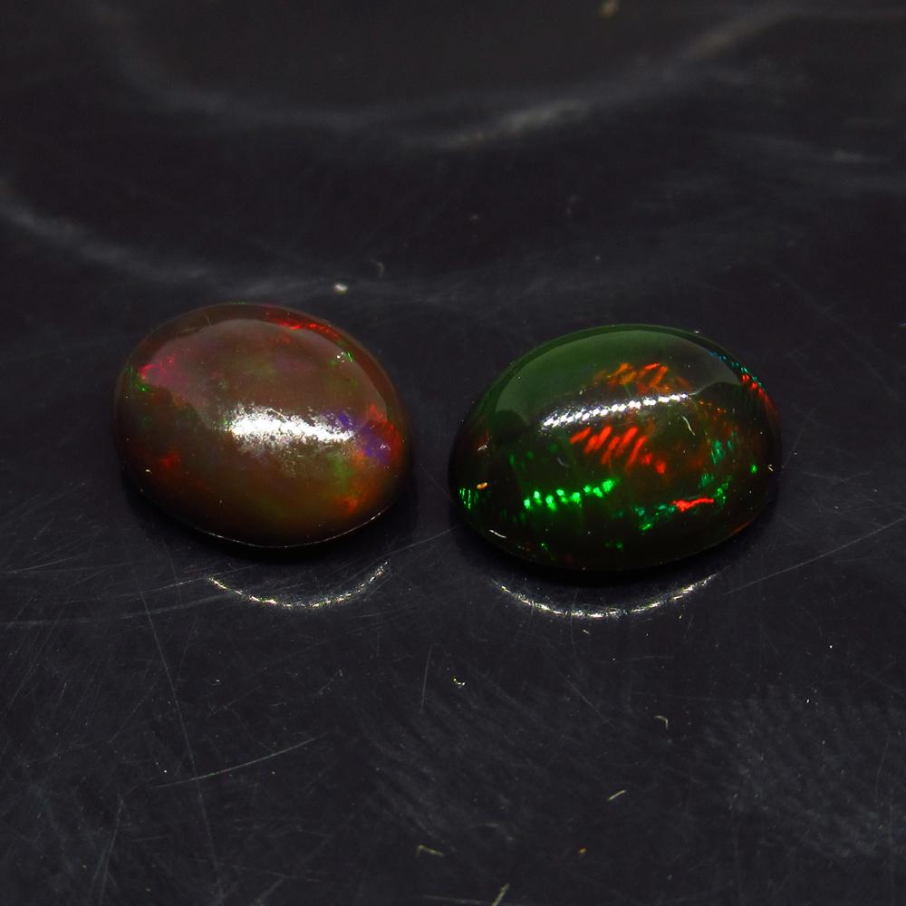 2.67 Ct Natural Ethiopian Black Fire Opal Oval Pair (1 of 3)