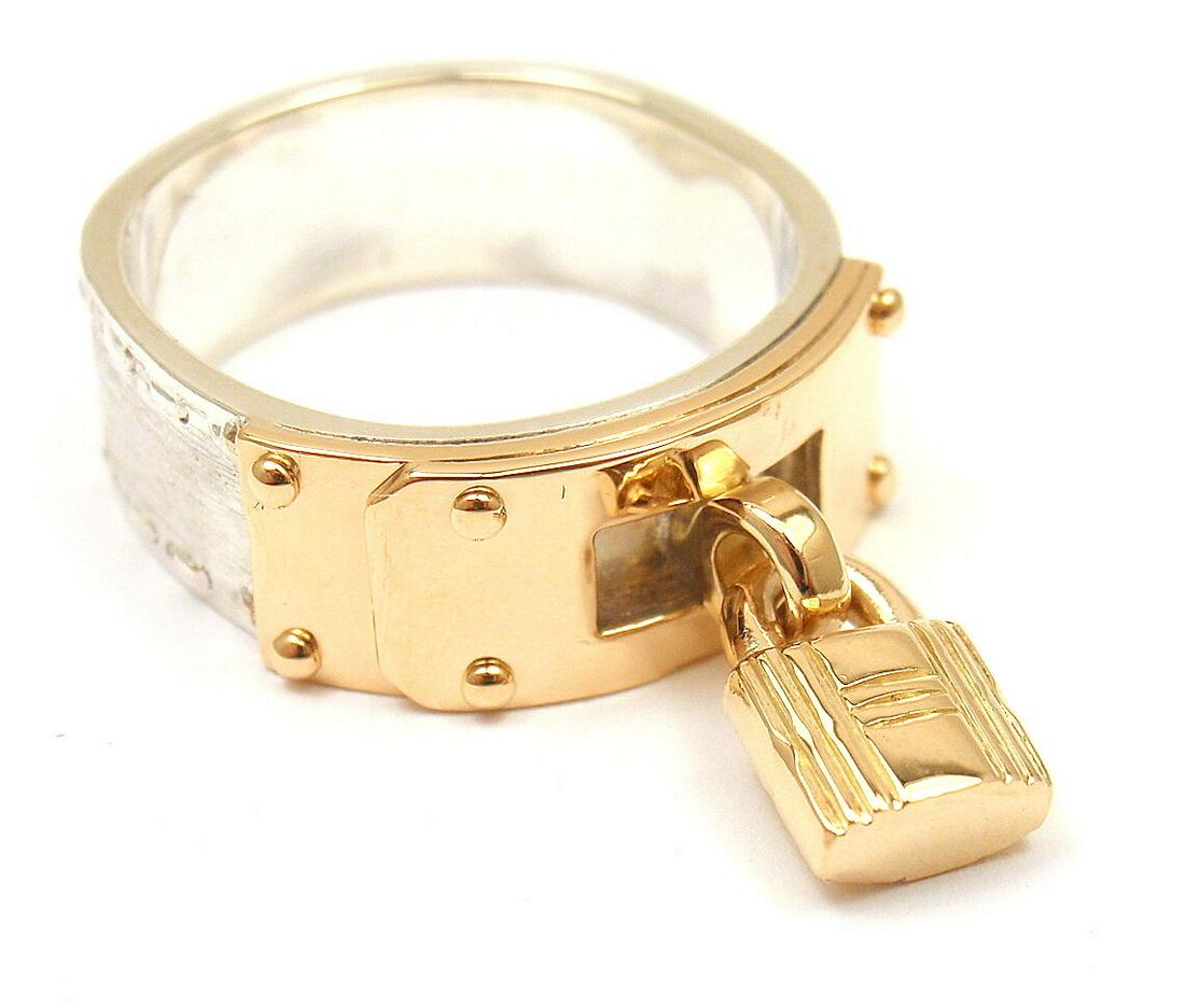 AUTHENTIC HERMES STERLING SILVER 18K YELLOW GOLD "H" (1 of 8)