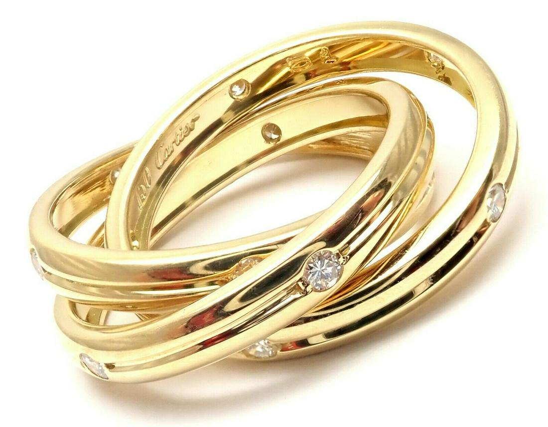 Authentic Cartier 18k Yellow Gold Diamond Trinity Band (1 of 10)