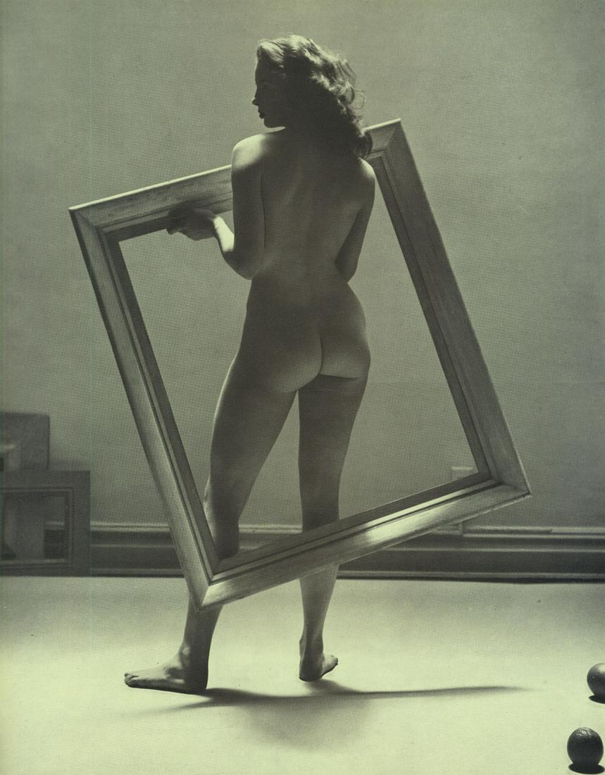 ANDRE DE DIENES - Framed Nude: Artist: ANDRE DE DIENES Print Title: Framed Nude Medium: photoengraving 1950’s in the UK Image size (inches) approx. 10.5 x 8.5” Andre De Dienes Dienes was a professional photographer, employed by