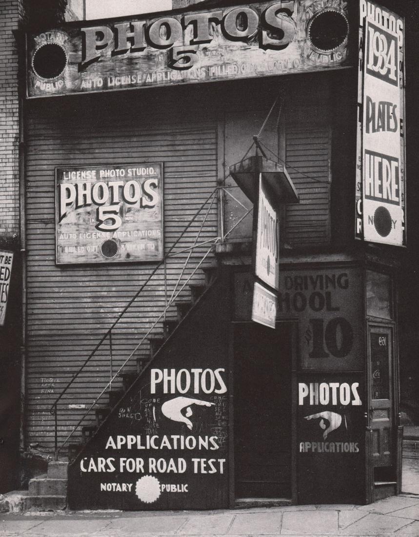 WALKER EVANS - License Photo Studio in NY, 1934: Artist: WALKER EVANS Print Title: License Photo Studio in NY, 1934 Printing Date: 1930’s Medium: Photoengraving Printed in: the USA Image Size approx: 7 x 5.5” Walker Evans(1903–1975) was one of